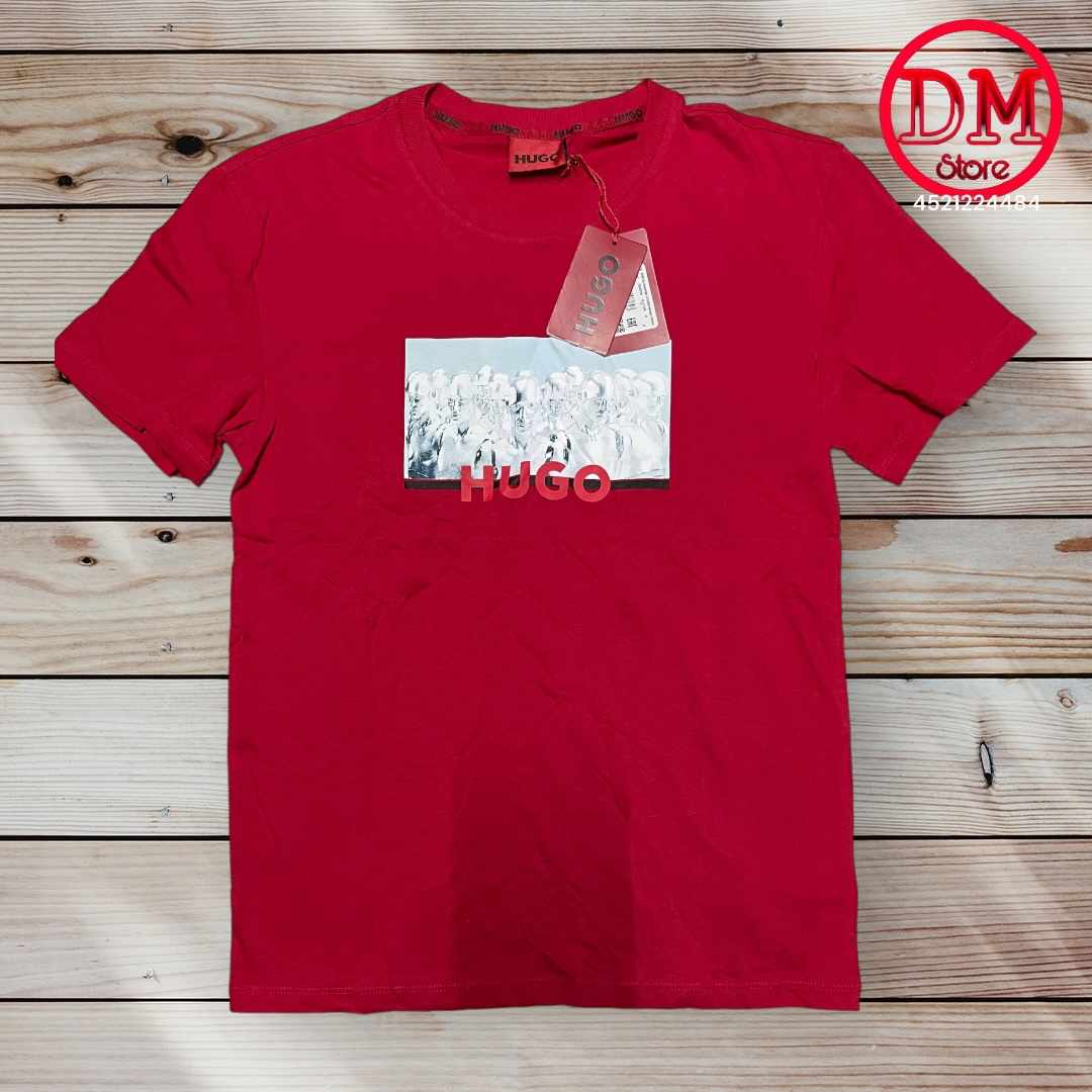 Playera HUGO BOSS 💎 ETIQUETA 🏷️ ROJA 🔴 CABALLERO 👕018